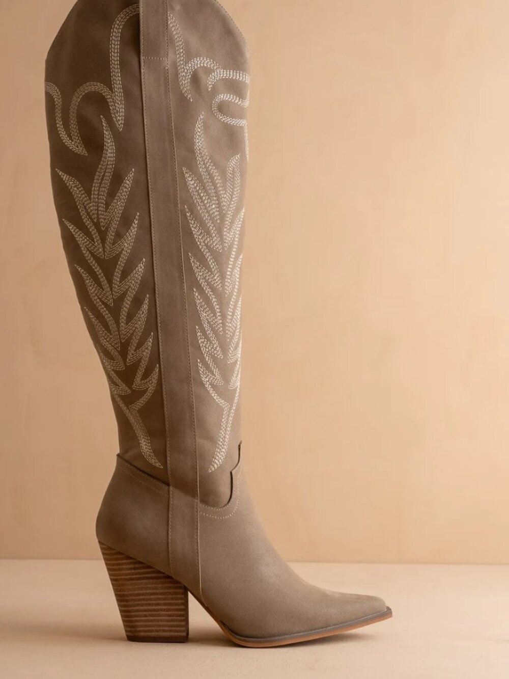 BNIB Embroidered Vegan Suede Cowboy Boots - Picture 3 of 4